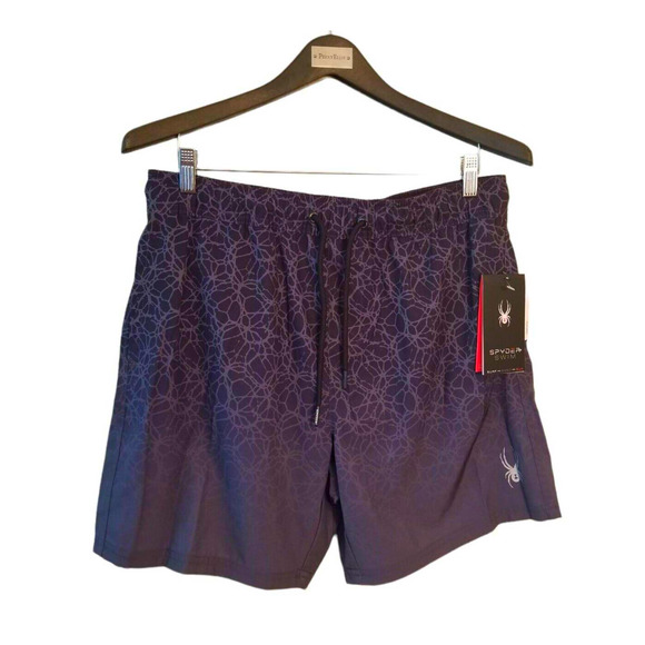 Spyder Swim Men's Shorts Size Large 34 INSEAM 10 IN‎ Black Swim Trunks Surf NWT